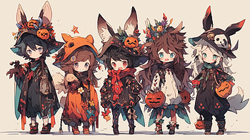 Halloween Anime Characters, holiday, halloween HD wallpaper