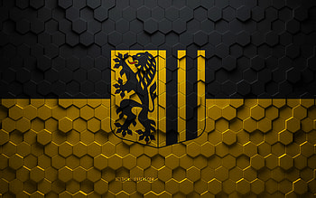 Flag of Dresden, honeycomb art, Dresden hexagons flag, Dresden, 3d hexagons art, Dresden flag HD wallpaper