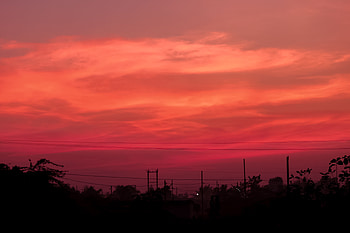 Nature, Sunset, Sky, Wires, Wire HD wallpaper