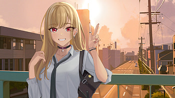 Red Eyes Marin Kitagawa With Uniform My Dress-Up Darling HD wallpaper
