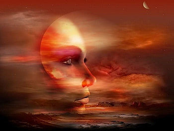 fantasy sunset, face, zonsondergang, fantasy HD wallpaper