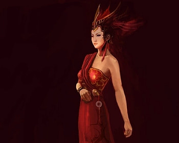 Fantasy girl, fantasy, art, woman, red HD wallpaper
