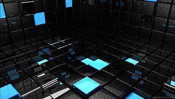 Chrome and Blue 3D room for HD wallpaper