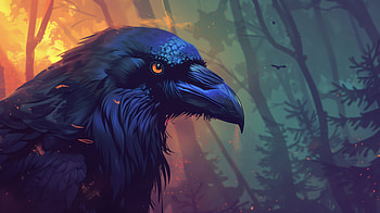 Mystic Raven - Enchanting Black Bird Background, raven, bird HD wallpaper