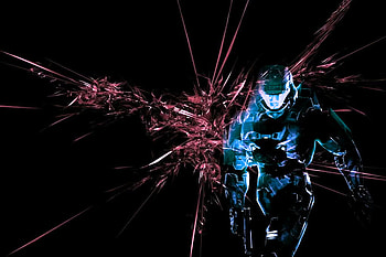 Halo broken glass, blue, 117, halo, spartan, 3 HD wallpaper