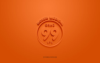 Graz99ers, creative 3D logo, orange background, ICE Hockey League, 3d emblem, Austrian Hockey Club, Graz, Austria, 3d art, hockey, Graz99ers 3d logo HD wallpaper
