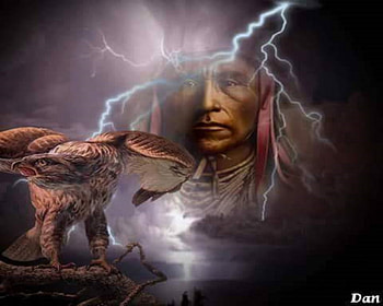 eagle spirit, indian, lighting, eagle, painting HD wallpaper