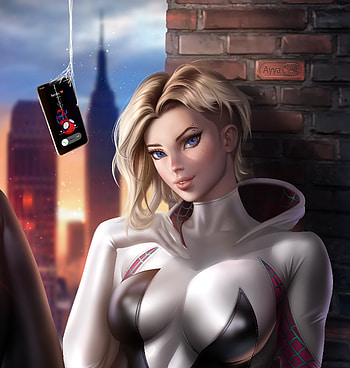 Spider-gwen, beautiful, blue eyes, 2020, art HD phone wallpaper