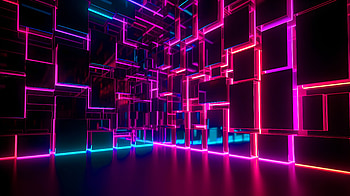 Neon Cubes Pink, neon, cubes, abstract, artist, artwork, digital-art HD wallpaper