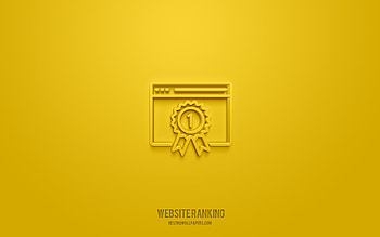 website ranking 3d icon, yellow background, 3d symbols, website ranking, seo icons, 3d icons, website ranking sign, seo 3d icons HD wallpaper