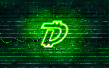 DigiByte green logo, , DGB, green brickwall, DigiByte logo, cryptocurrency, DigiByte neon logo, DigiByte HD wallpaper