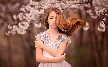 Closed Eyes Hair Blowing, girls, model HD wallpaper