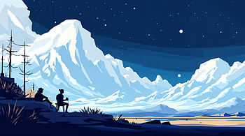 : Starlit Mountain Reverie, Night Sky, Stars, Snow, Landscape, Snowy Mountain HD wallpaper
