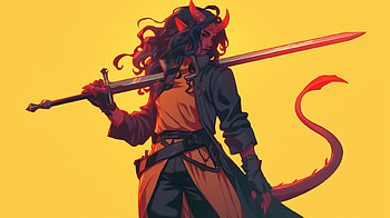 Epic Tiefling Warrior: for Fantasy Lovers, Anime, Tiefling, fantasy, fantasy anime HD wallpaper