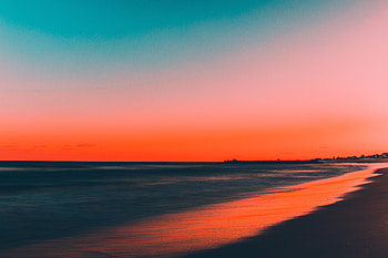 Beach, clean sky, skyline, sunset HD wallpaper