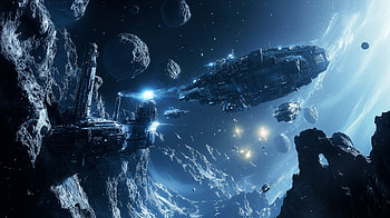 Asteroid Mining Colony: A Stunning Sci-Fi, Sci Fi, asteroid mining colony, space, spaceship, asteroid HD wallpaper