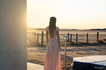 Pink Dress Sunset Light , girls, model, dress HD wallpaper