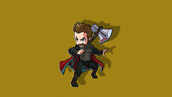 Thor Chibbi Minimal , thor, superheroes, artist, artwork, digital-art, minimalism, minimalist, artstation HD wallpaper