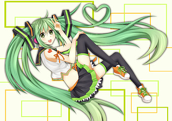 Hatsune Miku, awesome, uniform, artistic, nice, digital, cg, hatsune, aqua eyes, sexy, outfit, white, art, twintail, hot, girl, headset, singer, aqua, cheerful japan, anime girl, anime, pretty, virtual, stockings, blue, black, song, heads, leggings, cute, vocaloid, beauty, miku, music, vocaloids, thighhighs, cheerleader, program, skirt, japan, beautiful, diva, orange, tie, long socks, aqua hair, cool, idol, heart, micro HD wallpaper