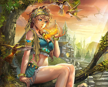 Fire Breath, horizon, firte, blond hair, blonde, sit, long hair, nice, lady, scenery, sitting, cg, maiden, , cloud, female, sexy, sweet, magic, blond, scene, bird, hot, girl, tree, anime girl, breath, anime, pretty, light, sky, lovely, realistic HD wallpaper