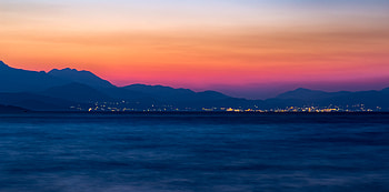 Sunset Over Mountains City, sunset, mountains, nature HD wallpaper