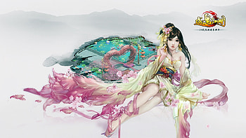 Fantasy girl, happy lakes, blue, pink, asian, fantasy, girl, luminos HD wallpaper