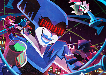 Attack of the Killer Queen, Queen (deltarune), Berdly (deltarune), Ralsei (deltarune), Susie (deltarune), Kris (deltarune), video game, deltarune HD wallpaper