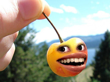 Face of a Cherry, face, abstract, humour, cherry HD wallpaper