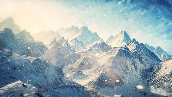 ... Background Full . skyrim, mountains, winter, snow, shine, glare HD wallpaper