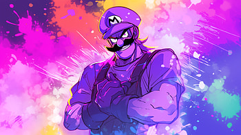 Waluigi - Vibrant Gaming Background, Waluigi, character art, video game, colorful, illustration HD wallpaper