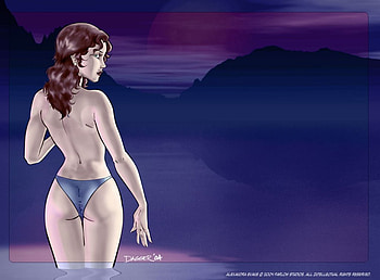 Alex in Dreamland, bikini, sky, peaceful, water, woman, mountain HD wallpaper