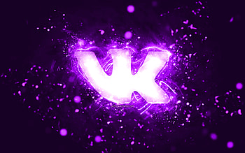 VKontakte violet logo, , violet neon lights, creative, violet abstract background, VKontakte logo, social network, VKontakte HD wallpaper