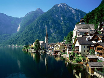 Landscape, Cities, Mountains HD wallpaper