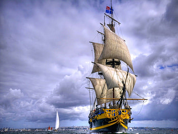 SAILS, clouds, ship, ocean HD wallpaper