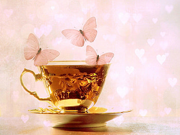 Sweet drink, butterflies, pink, cup, drink HD wallpaper