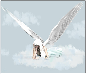 Angel, white, fantasy, 3d HD wallpaper