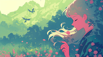 Woman Garden, flower, Anime, anime girl, AI Art HD wallpaper