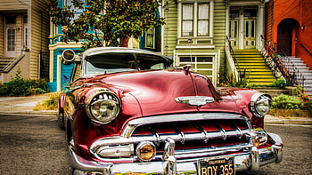 classic chevrolet r, retro, car, street, r, houses HD wallpaper