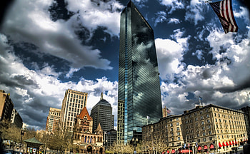 copley plaza in boston mass. r, skyscrapers, plaza, city, clouds, r HD wallpaper