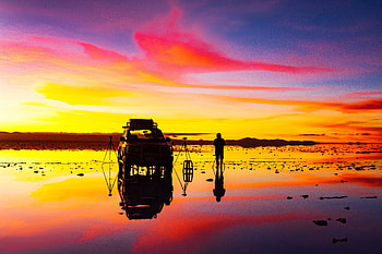 Nature, Horizon, Car, Rise, Sunrise, grapher HD wallpaper