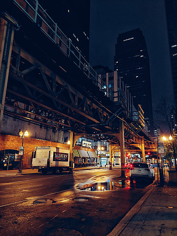 City night, sky, street_light, Chicago, drak HD phone wallpaper
