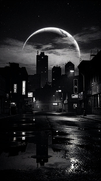 moon, skyline, night HD phone wallpaper