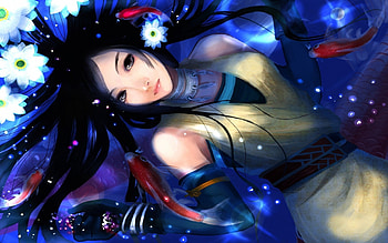 ★..C A P T I V A T E D..★, fishes, glow, colors, charm, animals, bright, adorable, female, blossom, sweet, dreams, art, eyes, gloves, Captivated, CGI, pretty, in mind, face, nature, hair, lovely, blue, softness, necklace, cute, beauty, painting, lips, water, sea, surface, beautiful, bracelets, bloom, cherish, costume, red, love, cool, girls, under, flowers, women, bubbles, splendor HD wallpaper