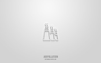 Air pollution 3d icon, white background, 3d symbols, Air pollution, ecology icons, 3d icons, Air pollution sign, ecology 3d icons HD wallpaper