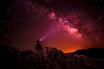 Nature, Stars, Shine, Light, Starry Sky, Brilliance, Human, Person HD wallpaper