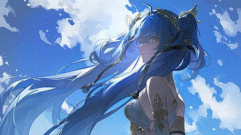 Iuno - Azure Gale (Wuthering Waves ), Video Game, Blue Anime, Blue Hair HD wallpaper