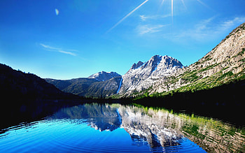 BEAUTIFUL LAKE, reflection, dazzling, lake mirror, perfect highlands, lake, mountain HD wallpaper