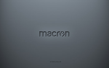 Macron logo, gray creative background, Macron emblem, gray paper texture, Macron, gray background, Macron 3d logo HD wallpaper