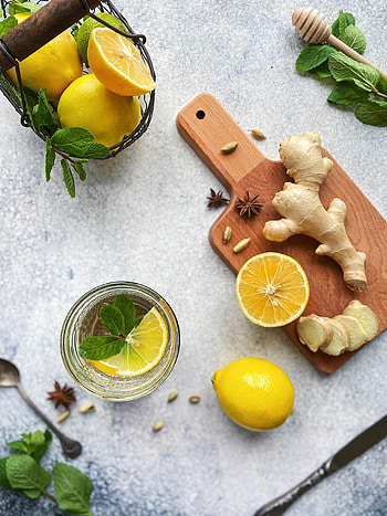 Food, Glass, Lemon, Mint, Ginger, Anise HD phone wallpaper