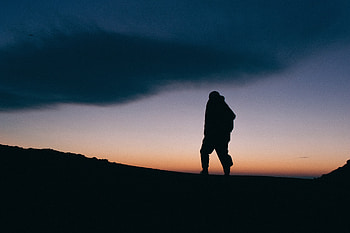 dom, Sky, Night, Clouds, Dark, Silhouette, Human, Person HD wallpaper